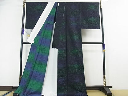 平和屋本店▽極上 皇室献上本舗謹製 寿光織 お召 単衣 やまと金ラベル 反端付き 逸品 未使用 3kh1932