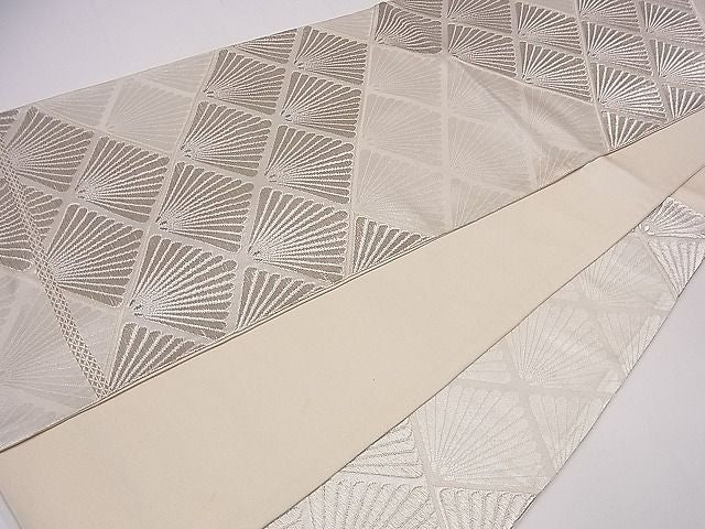 平和屋着物■六通柄袋帯 松葉菱文 銀糸 逸品 ng3605