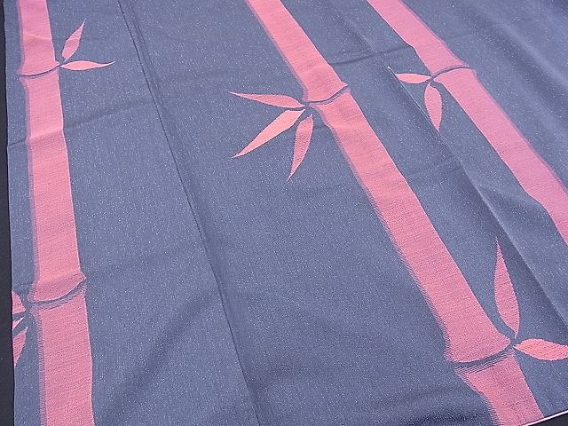 平和屋着物■上質なお召　笹竹文　逸品　n-qt0691