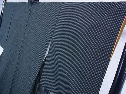 平和屋本店●極上 本場結城紬 重要無形文化財 縞 井上商事謹製 証紙付き 逸品 未使用 3kh1959