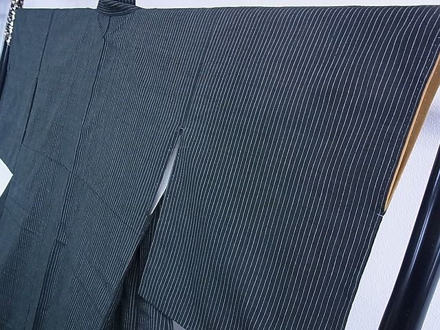 平和屋本店●極上 本場結城紬 重要無形文化財 縞 井上商事謹製 証紙付き 逸品 未使用 3kh1959