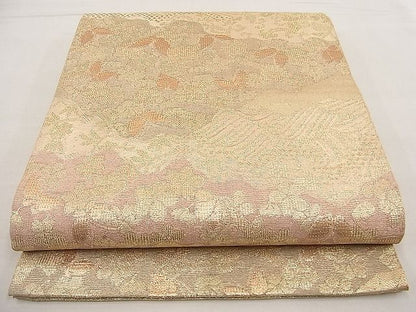 平和屋着物■佐賀錦 六通柄袋帯 花蝶文 逸品 n-ne2858