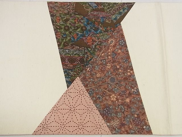 平和屋着物■太鼓柄京袋帯 紬地 切嵌 吉祥花文 逸品 mz3412