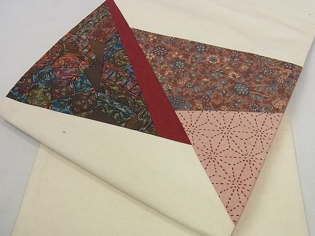 平和屋着物■太鼓柄京袋帯 紬地 切嵌 吉祥花文 逸品 mz3412