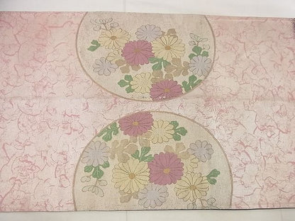 平和屋着物■幸美織物謹製 太鼓柄袋帯 手描き 菊花丸文 黒地 金銀彩 逸品 n-wu0667