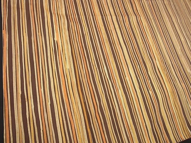 平和屋着物■上質な紬　ろうけつ染　縞　逸品　n-xi0659
