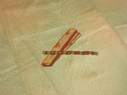 平和屋着物■付下げ 刺繍 横笛 たたき染め 逸品 n-xi0700
