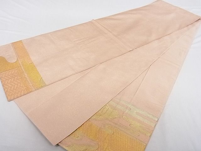 平和屋着物■綴れ 太鼓柄袋帯 エ霞風景文 金糸 正絹 逸品 A-gk967