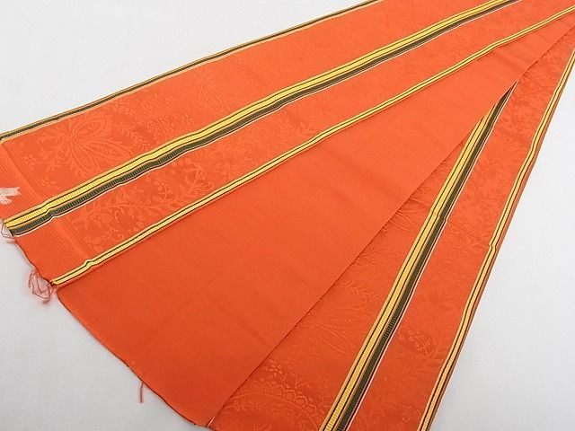平和屋着物□本場筑前博多織 半幅帯 洋花文 正絹 逸品 A-gk1013