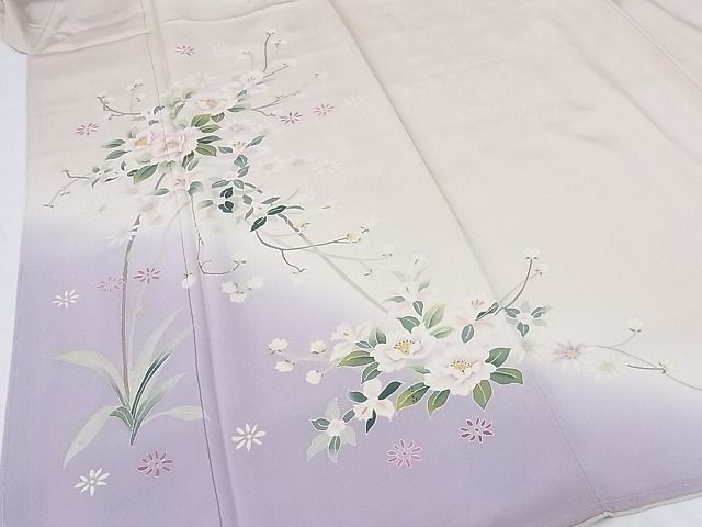 平和屋本店■極上　本加賀友禅作家　多崎元人　訪問着　草花文　暈し染め　着丈160cm　裄丈65cm　正絹　逸品　未使用　4kk4208