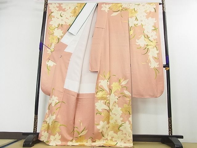 平和屋本店●極上 ジャパンオートクチュール 渡辺雪三郎 振袖 百合 金彩 逸品 3kh1986