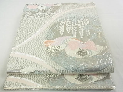 平和屋着物■六通柄袋帯　鴛鴦花文　錦織プラチナ二重箔　逸品　rt3061