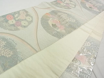 平和屋着物■六通柄袋帯　鴛鴦花文　錦織プラチナ二重箔　逸品　rt3061