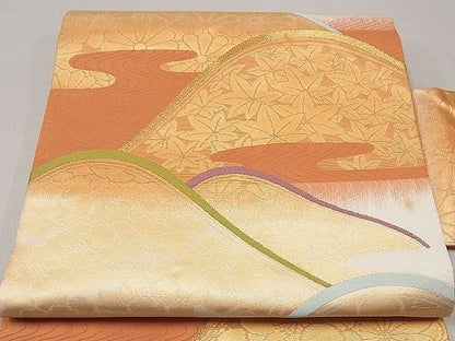 平和屋着物■九寸名古屋帯　遠山吉祥文　金糸　逸品　ng3659