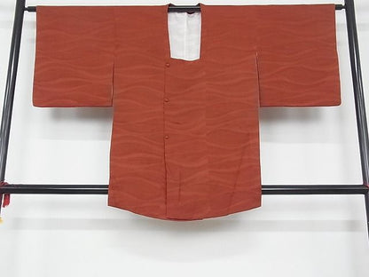平和屋着物■道行コート 波地紋 色無地 雀茶色 正絹 逸品 1B-wt1097