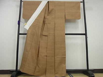 平和屋本店▽超希少　銀座こうげい　 織物師・田島隆夫　紬　単衣　縞　たとう紙付き　逸品3s5644