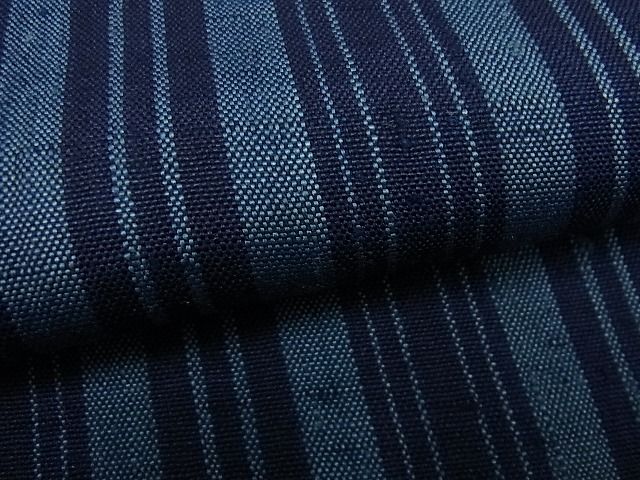 平和屋本店▽希少　銀座こうげい　 織物師・田島隆夫　紬　単衣　縞　たとう紙付き　逸品3s5652