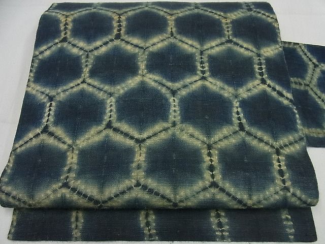 平和屋本店■希少　夏物　染色家・片野元彦　銀座こうげい　九寸名古屋帯　亀甲柄　２本まとめ売り　麻　正絹　たとう紙付3s5666 平和屋本店＊希少 夏物 染色家・片野元彦 銀座こうげい 九寸