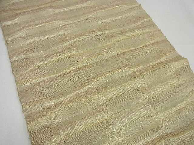期間限定セール30％off●超希少　大島郁　銀座こうげい　ロートン織　開き名古屋帯　横段文　たとう紙付き　逸品3s5670
