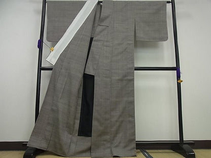 平和屋本店▽極上　伊兵衛織　工芸手織　単衣　縞　逸品　未使用3s5671