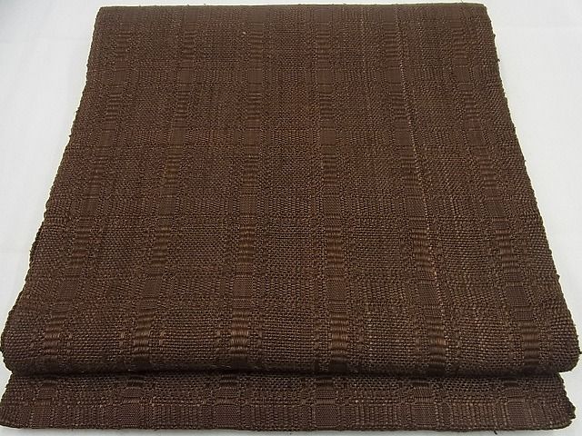 平和屋本店●希少　染色作家　柳悦博　銀座こうげい　名古屋帯　格子柄 ２本まとめ売り 金茶　焦げ茶　たとう紙付 未使用3s5667