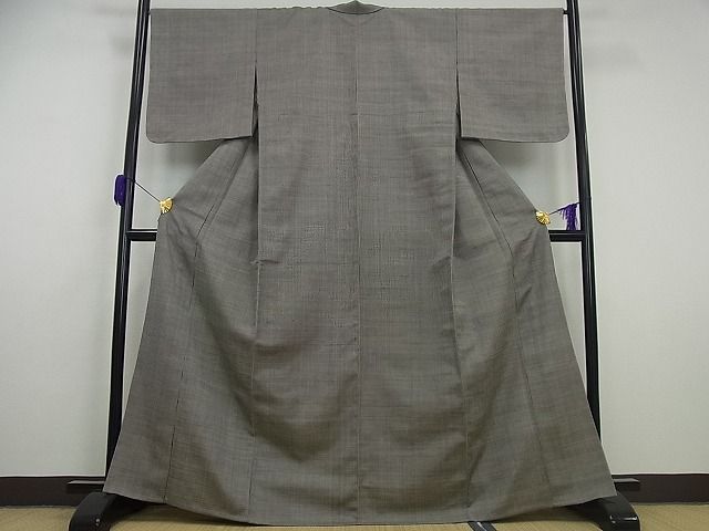 平和屋本店▽極上　伊兵衛織　工芸手織　単衣　縞　逸品　未使用3s5671