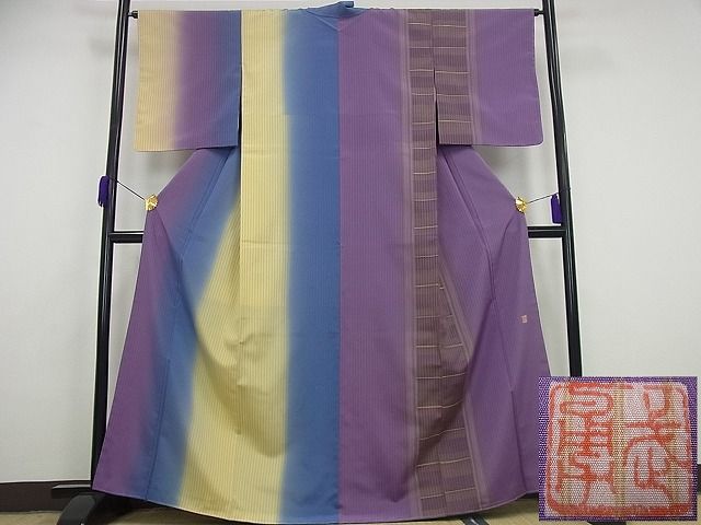 平和屋本店●極上　伝統工芸士　曽根武勇　訪問着　お召地　片身替り　逸品　未使用3s5710
