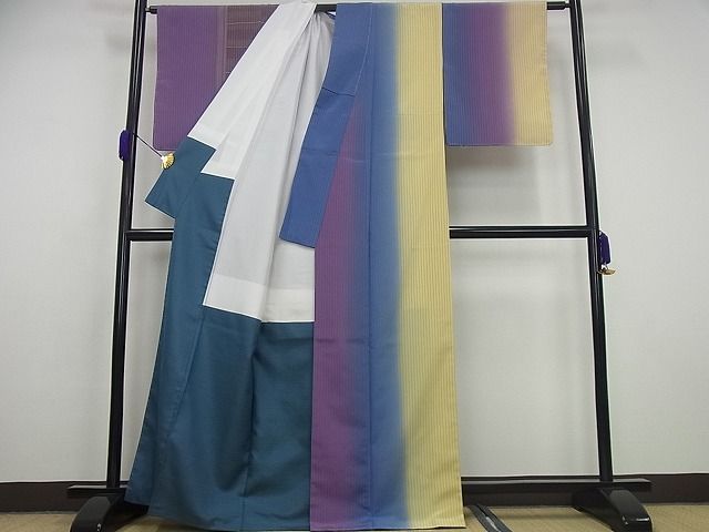 平和屋本店●極上　伝統工芸士　曽根武勇　訪問着　お召地　片身替り　逸品　未使用3s5710