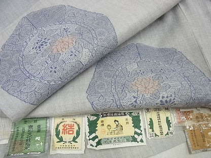 平和屋本店▽極上　本場結城紬　重要無形文化財　モロ入り　単衣　１００亀甲　奥順謹製　絵皿花文　証紙付き　逸品3s5725