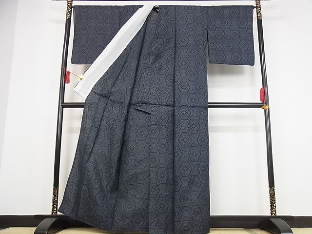 平和屋本店■極上　夏物　重要無形文化財　本場宮古上布　亀甲文　着丈162.5cm　裄丈66.5cm　苧麻　逸品　3kk3342