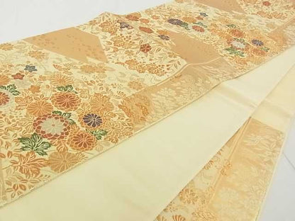 平和屋着物■六通柄袋帯 草花文 金糸 逸品 rt3081