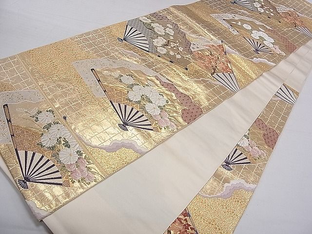 平和屋着物■六通柄袋帯　唐織　道長檜扇重　逸品　dx0293