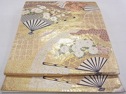 平和屋着物■六通柄袋帯　唐織　道長檜扇重　逸品　dx0293