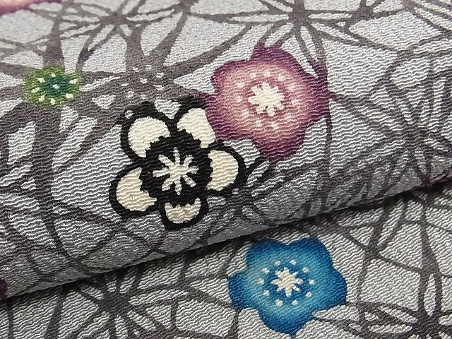 平和屋本店●最高級　城間栄順　本場琉球紅型　九寸名古屋帯　草花文　鬼しぼ縮緬　逸品　4s21000