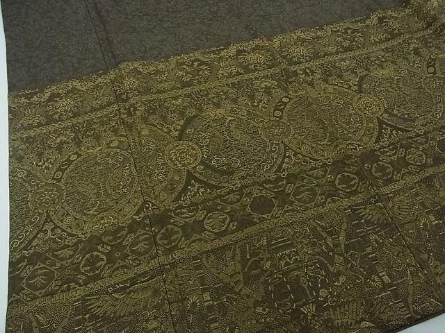 平和屋本店●極上　創業280年　誉田屋源兵衛　色留訪問着　お召地　壁画更紗文様　千歳茶色地　さが美扱い　ロング丈　逸品　DZAB7445kh6