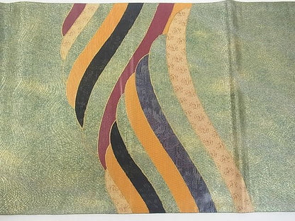 平和屋着物■太鼓柄袋帯　立波文　金彩　逸品　jm3015