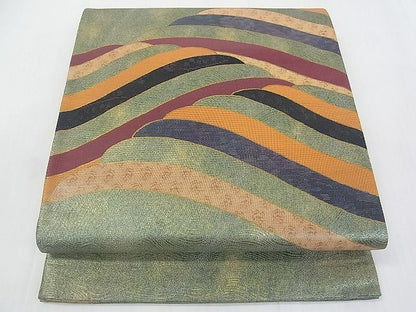 平和屋着物■太鼓柄袋帯　立波文　金彩　逸品　jm3015