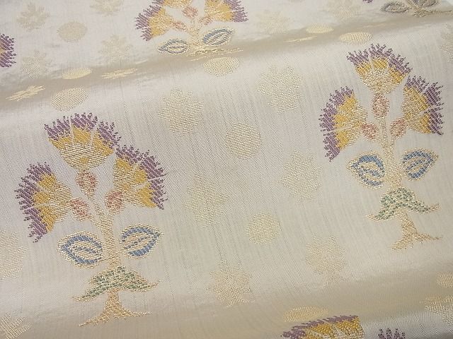 平和屋本店●極上 洛風林 工芸帯地 九寸名古屋帯 枝花文 金糸 逸品4s080