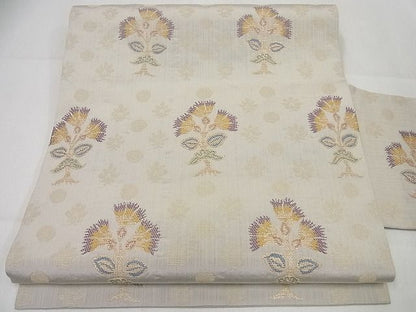平和屋本店●極上 洛風林 工芸帯地 九寸名古屋帯 枝花文 金糸 逸品4s080