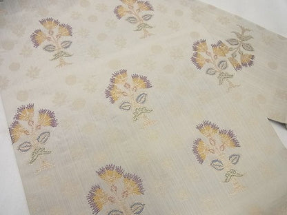 平和屋本店●極上 洛風林 工芸帯地 九寸名古屋帯 枝花文 金糸 逸品4s080