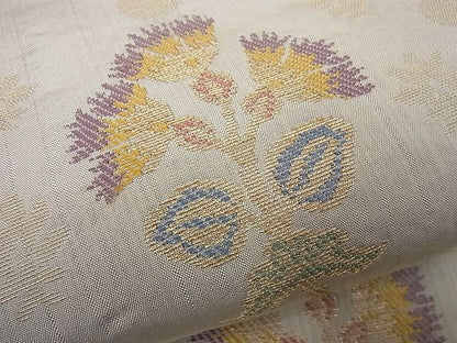 平和屋本店●極上 洛風林 工芸帯地 九寸名古屋帯 枝花文 金糸 逸品4s080
