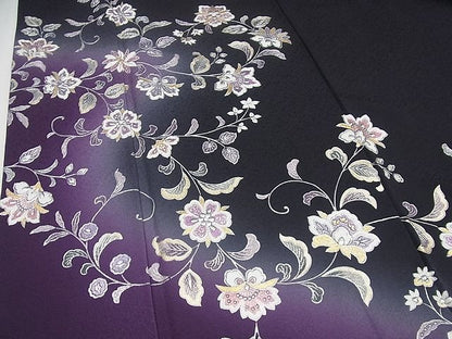 期間限定セール20％off●極上　金彩友禅　卓越技能者・名工・和田光正　訪問着　更紗花唐草文　暈し染め　黒地　逸品4s127