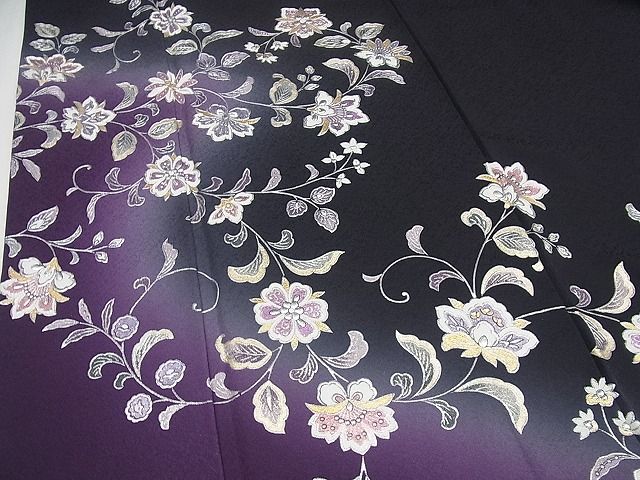 期間限定セール20％off●極上　金彩友禅　卓越技能者・名工・和田光正　訪問着　更紗花唐草文　暈し染め　黒地　逸品4s127