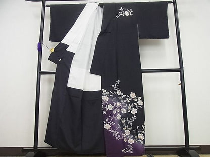 期間限定セール20％off●極上　金彩友禅　卓越技能者・名工・和田光正　訪問着　更紗花唐草文　暈し染め　黒地　逸品4s127