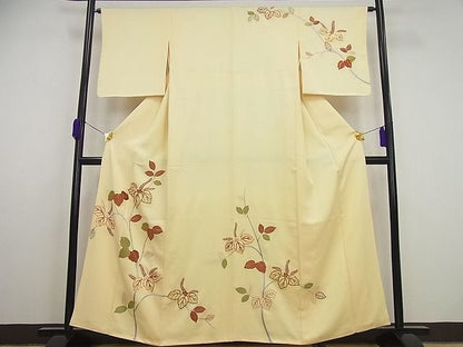 平和屋本店●最高級 訪問着 駒刺繍 手刺繍 砥粉色地 桐 金彩 逸品4s133