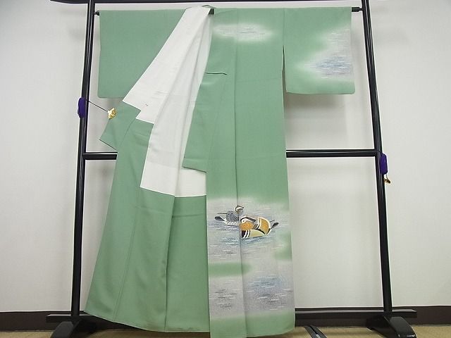 平和屋本店●極上　人間国宝・羽田登喜男　訪問着　鴛鴦　金銀彩　高島屋扱い　逸品4s139