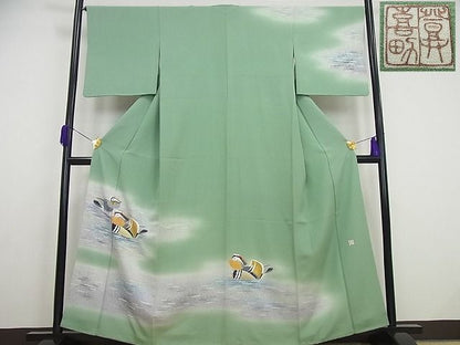 平和屋本店●極上　人間国宝・羽田登喜男　訪問着　鴛鴦　金銀彩　高島屋扱い　逸品4s139