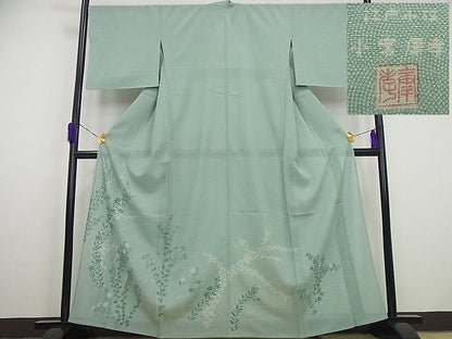 平和屋本店■極上　夏物　訪問着　絽　人間国宝　小宮康孝　江戸小紋　草花文　西武百貨店扱い　逸品4s153