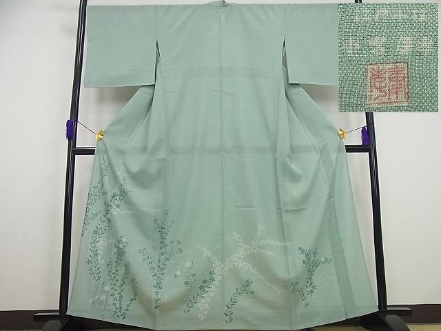 平和屋本店■極上　夏物　訪問着　絽　人間国宝　小宮康孝　江戸小紋　草花文　西武百貨店扱い　逸品4s153