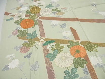 平和屋本店■極上　創業460年・千總　訪問着　駒刺繍　竹垣花文　パールトーン加工　逸品4s161